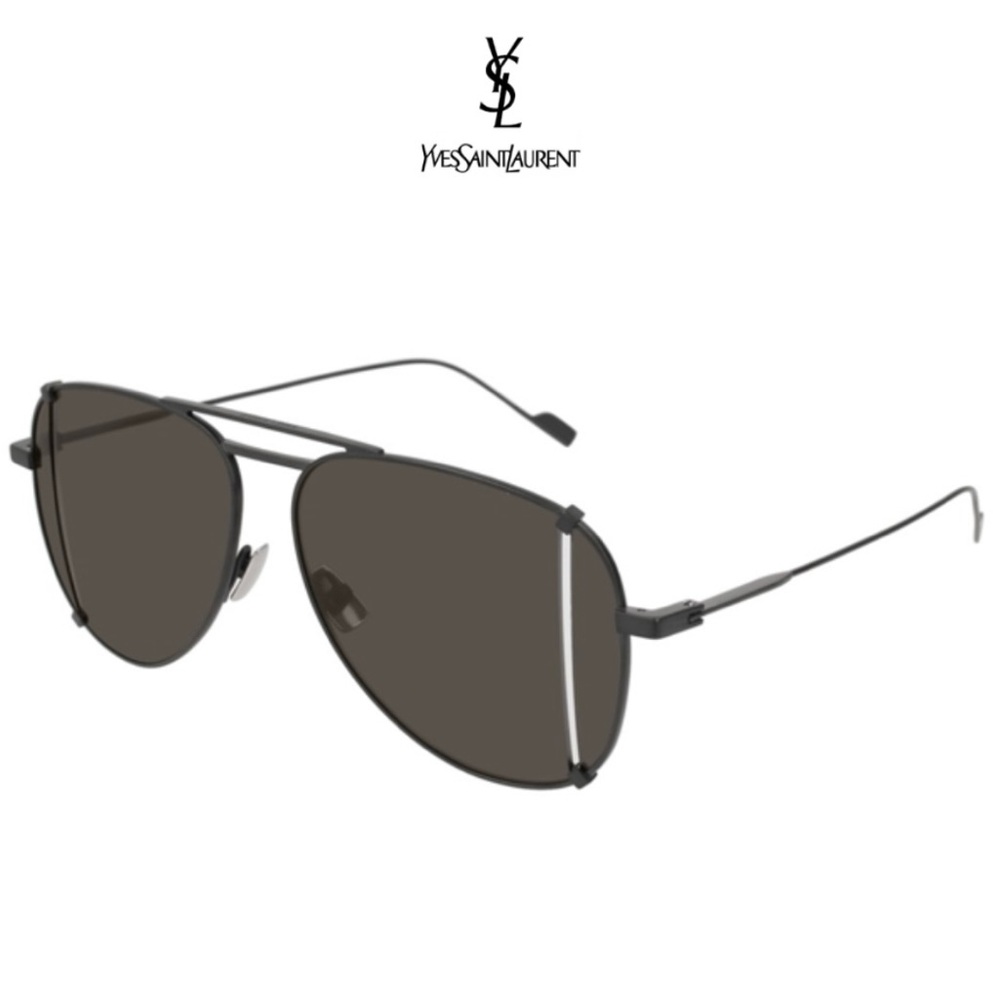 Yves Saint Laurent Men's Black Aviator Sunglasses (193 T cut ) - New